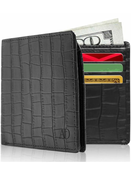 Vegan Leather Bifold Wallets For Men - Cruelty Free Non Leather Mens Wallet With ID Window Gifts For Men