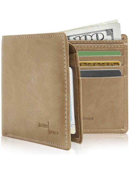 Vegan Leather Bifold Wallets For Men - Cruelty Free Non Leather Mens Wallet With ID Window Gifts For Men