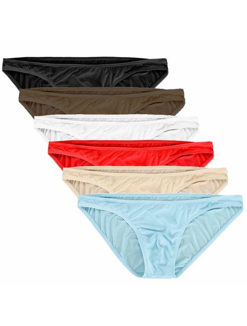 Summer Code Mens Basic Bikini Briefs Pack Low Rise Ice Silk Underwear