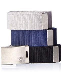 Men's Casual Web Belts- Cut To Fit 3 Pack With Buckle