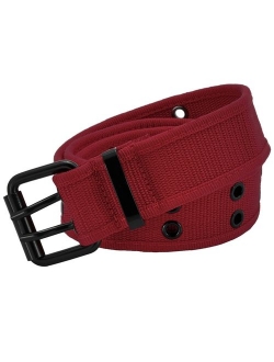 moonsix Canvas Web Belts for Men,Solid Color Casual Double Hole Grommet Belt