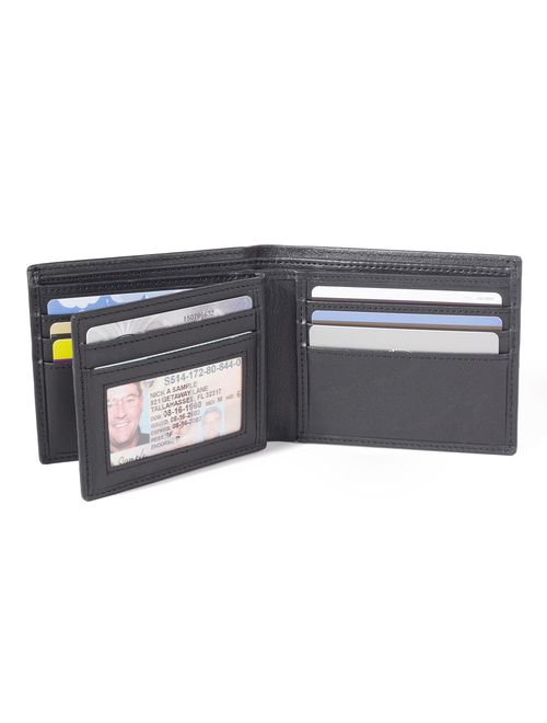 Extra Capacity Bifold Wallet for Men - RFID Blocking Genuine Leather Wallet