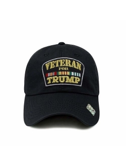 Veterans for Trump Dad Hat Cotton Ball Cap Baseball Cap Hand Wash PC101