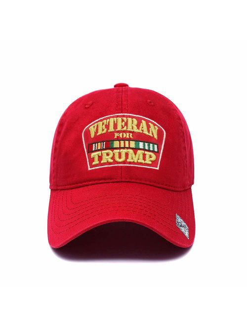 Veterans for Trump Dad Hat Cotton Ball Cap Baseball Cap Hand Wash PC101