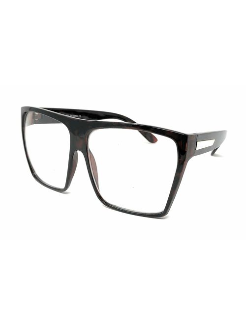 Super Oversized Eyeglasses Flat Top Square Clear Lens Glasses Frames