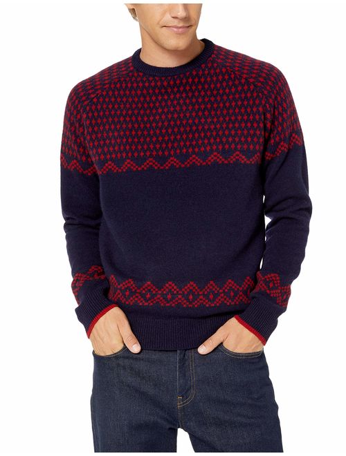 Amazon Brand - Goodthreads Men's Lambswool Fairisle Crewneck Sweater