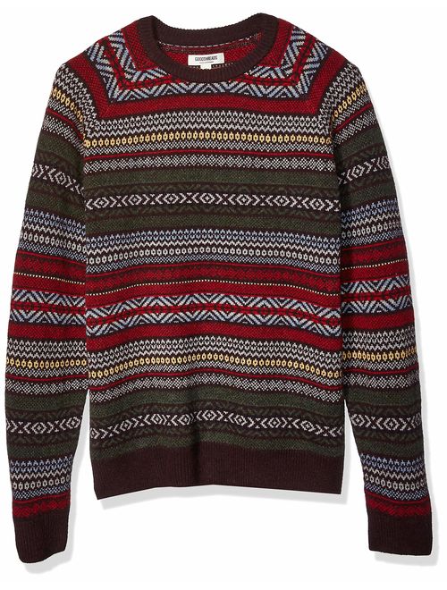 Amazon Brand - Goodthreads Men's Lambswool Fairisle Crewneck Sweater