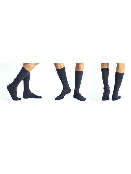 u&i Men's Dress Socks in Supima Cotton 5 Pack Crew Socks for Shoes size 7-12