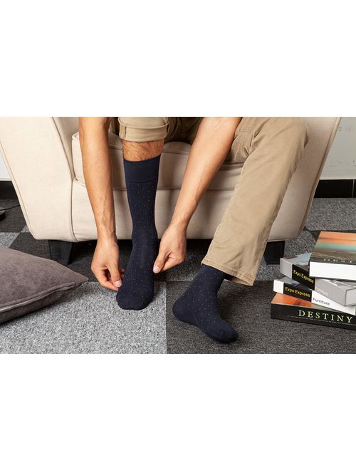 u&i Men's Dress Socks in Supima Cotton 5 Pack Crew Socks for Shoes size 7-12