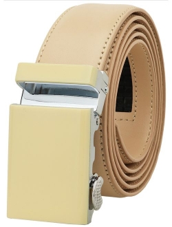 Falari Genuine Leather Dress Ratchet Belt Automatic Buckle Holeless Adjustable Size