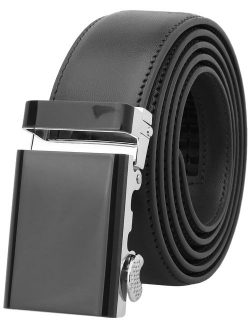 Falari Genuine Leather Dress Ratchet Belt Automatic Buckle Holeless Adjustable Size