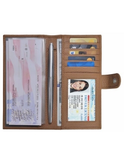 Checkbook Covers for Men and Women - Leather RFID Blocking Standard Check Holder