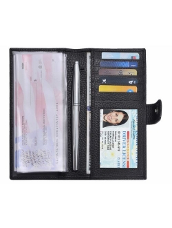 Checkbook Covers for Men and Women - Leather RFID Blocking Standard Check Holder