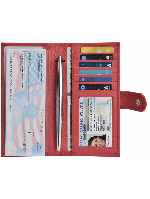 Checkbook Covers for Men and Women - Leather RFID Blocking Standard Check Holder