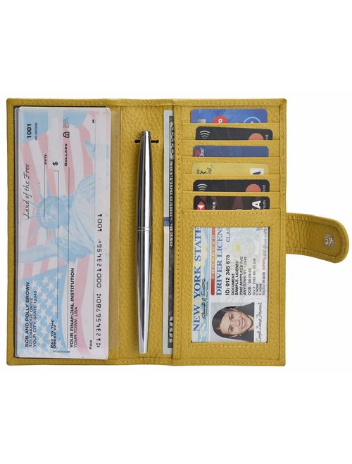 Checkbook Covers for Men and Women - Leather RFID Blocking Standard Check Holder