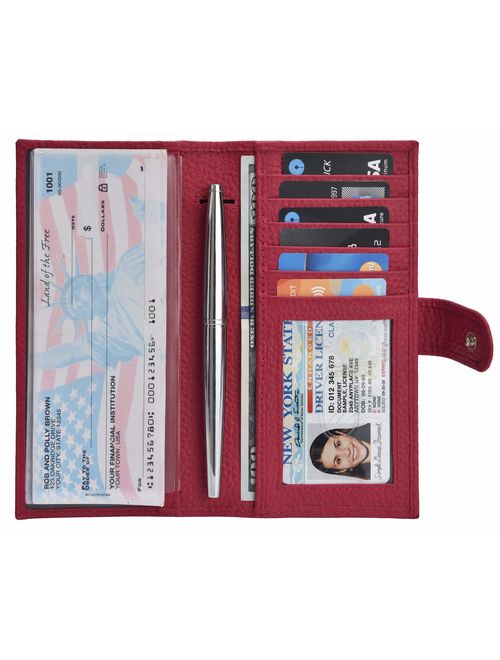 Checkbook Covers for Men and Women - Leather RFID Blocking Standard Check Holder