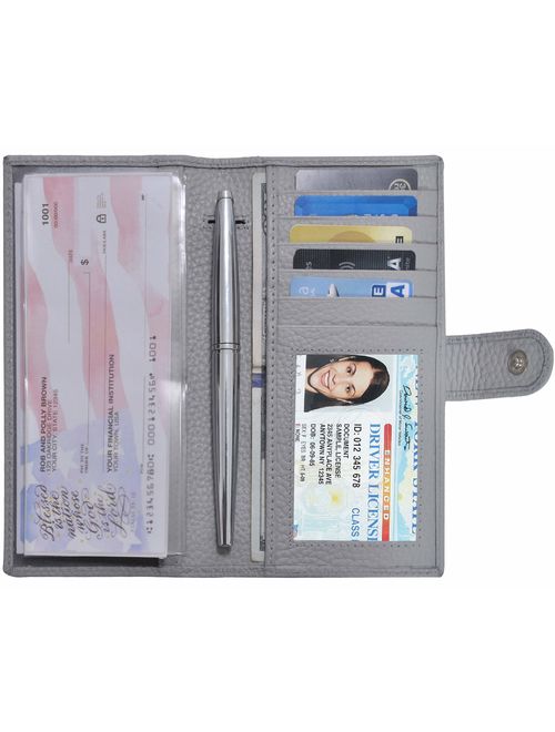 Checkbook Covers for Men and Women - Leather RFID Blocking Standard Check Holder