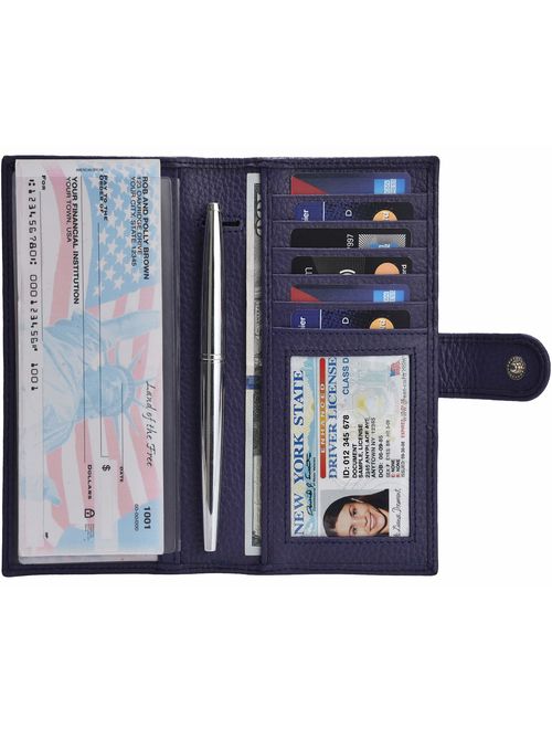 Checkbook Covers for Men and Women - Leather RFID Blocking Standard Check Holder