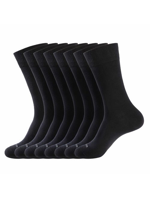 WANDER Men's Dress Socks Cotton Thin Classic lightweight Socks 8 pairs Solid Soft Breathable Socks