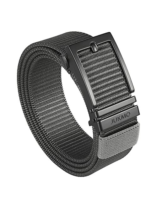 JUKMO Men's Nylon Webbing Ratchet Belt with Automatic Slide Buckle