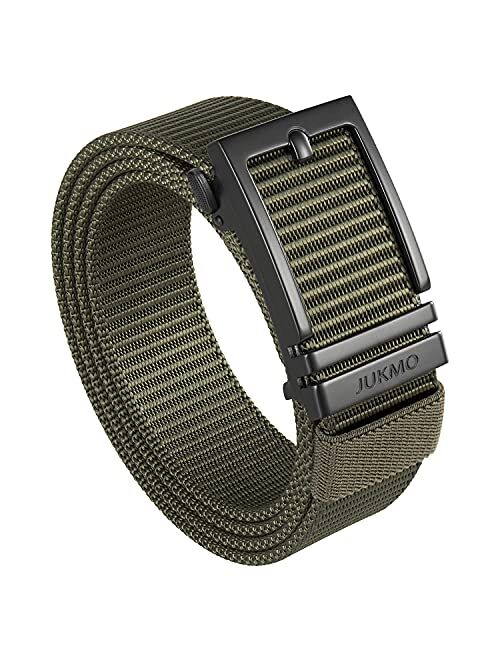 JUKMO Men's Nylon Webbing Ratchet Belt with Automatic Slide Buckle