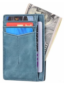 Slim Wallet Front Pocket Minimalist Genuine Leather RFID Blocking Card Holder