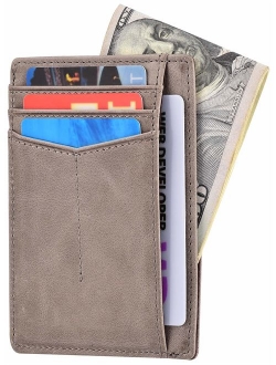 Slim Wallet Front Pocket Minimalist Genuine Leather RFID Blocking Card Holder