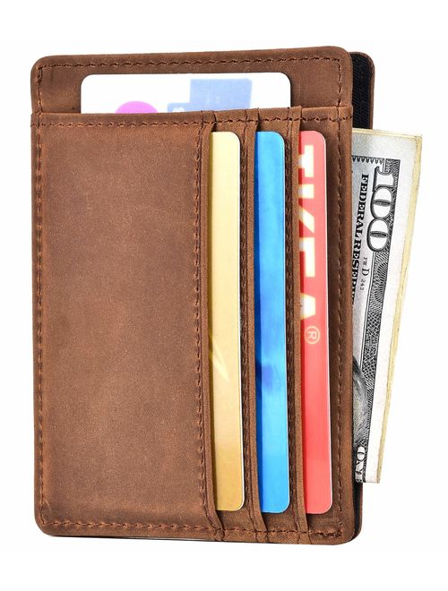 Slim Wallet Front Pocket Minimalist Genuine Leather RFID Blocking Card Holder