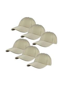 Gelante Plain Blank Baseball Caps Adjustable Back Strap Wholesale Lot 6 Pack