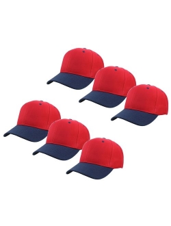 Gelante Plain Blank Baseball Caps Adjustable Back Strap Wholesale Lot 6 Pack