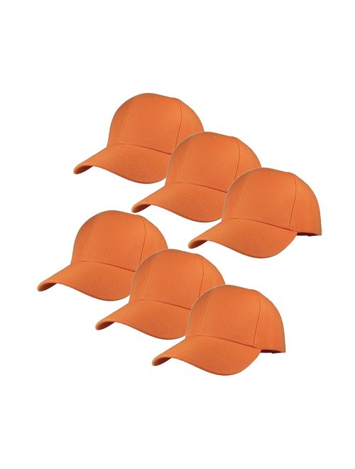 Gelante Plain Blank Baseball Caps Adjustable Back Strap Wholesale Lot 6 Pack