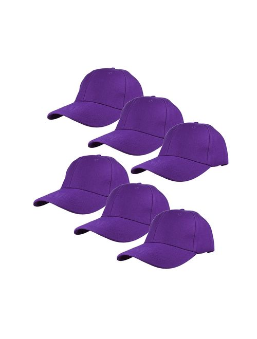 Gelante Plain Blank Baseball Caps Adjustable Back Strap Wholesale Lot 6 Pack