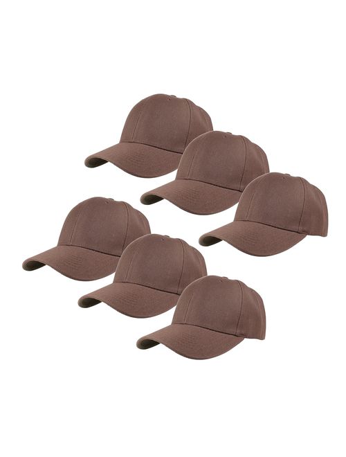 Gelante Plain Blank Baseball Caps Adjustable Back Strap Wholesale Lot 6 Pack