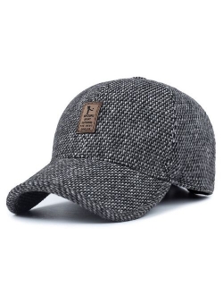 REGITWOW Men's Warm Wool Woolen Tweed Peaked Baseball Caps Hat with Fold Earmuffs Warmer