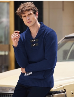 Men's Knitted Slim Fit Shawl Collar Sweater Long Sleeve Pullover