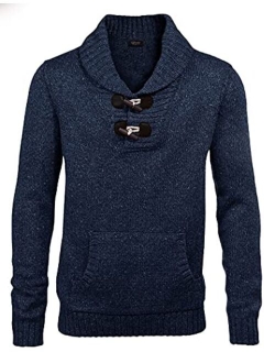 Men's Knitted Slim Fit Shawl Collar Sweater Long Sleeve Pullover