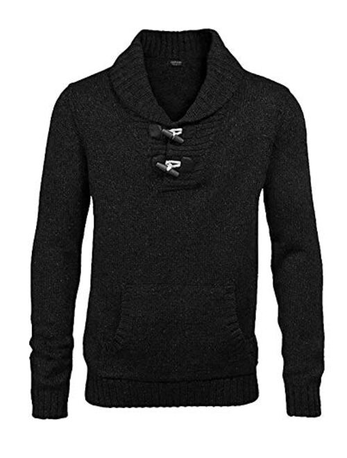 COOFANDY Men's Knitted Slim Fit Shawl Collar Sweater Long Sleeve Pullover