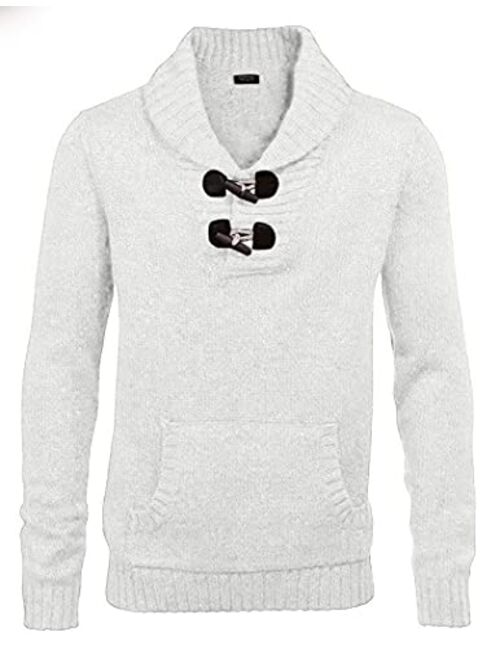 COOFANDY Men's Knitted Slim Fit Shawl Collar Sweater Long Sleeve Pullover