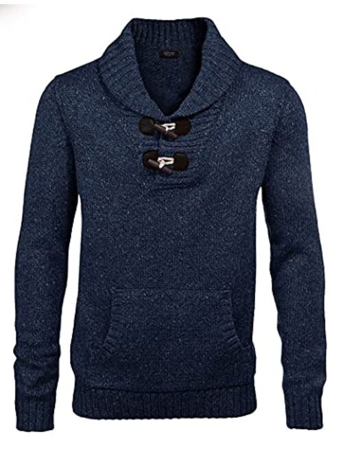 COOFANDY Men's Knitted Slim Fit Shawl Collar Sweater Long Sleeve Pullover