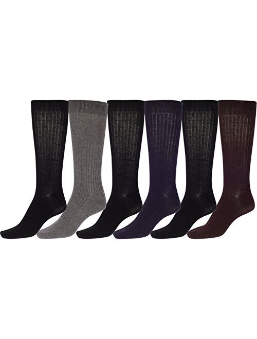 Sakkas Men's Cotton Blend Ribbed Dress Socks Value 6-Pack