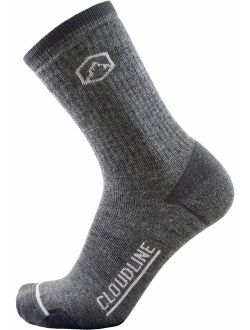 CloudLine Merino Wool Hiking & Trekking Crew Socks - Light Cushion - For Men & Women