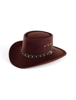 Western Faux Felt Gambler Cowboy Hat