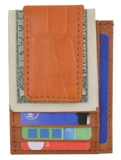 Genuine Leather Money Clip front pocket wallet with magnet clip and card ID Case