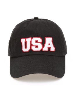 MIRMARU USA American Flag Embroidered 100% Cotton Adjustable Strap Baseball Cap Hat