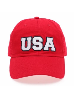 MIRMARU USA American Flag Embroidered 100% Cotton Adjustable Strap Baseball Cap Hat