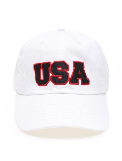 MIRMARU USA American Flag Embroidered 100% Cotton Adjustable Strap Baseball Cap Hat