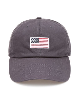 MIRMARU USA American Flag Embroidered 100% Cotton Adjustable Strap Baseball Cap Hat