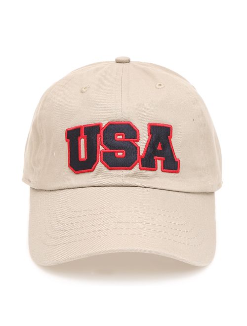 MIRMARU USA American Flag Embroidered 100% Cotton Adjustable Strap Baseball Cap Hat