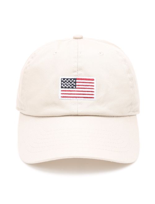 MIRMARU USA American Flag Embroidered 100% Cotton Adjustable Strap Baseball Cap Hat