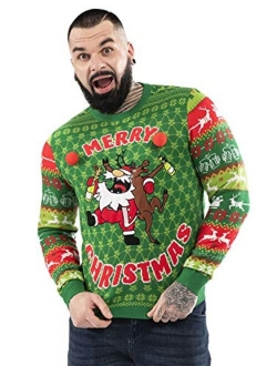 Unisex Men's Ugly Christmas Sweater Cute Reindeer Knitted Classic Funny Santa Fair Isle Novelty Pullover for Men